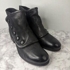 Miz Mooz Louise Leather Boots Women's 42 Wide (US 11W) Side Zipper Button Detail